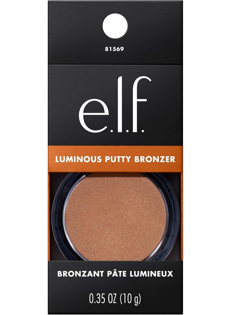 elf  Luminous Putty Bronzer, Lightweight Putty-to-Powder Bronzer For A Radiant, Glowing Finish, Highly Pigmented, Vegan & Cruelty-Free, Seaside Shimmer - Image 5